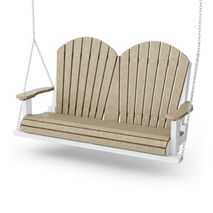 Heritage Two Seat Swing Porch Swing Weathered Wood / White