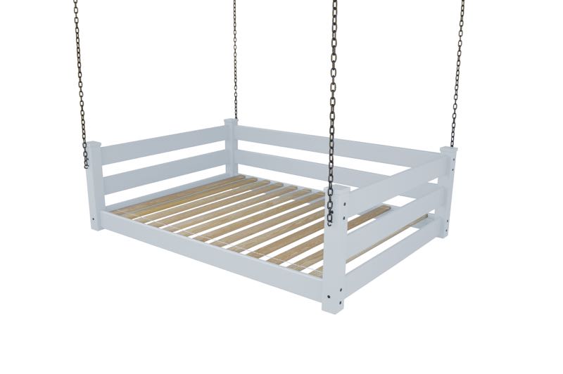 Homestead Hanging Daybed with Rope or Chain - Twin or Full Beds Full / White Paint / Chain