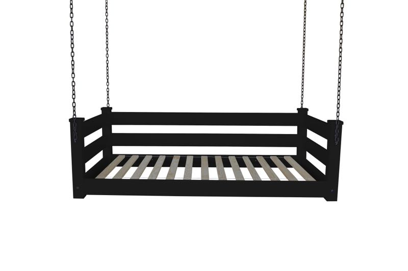 Homestead Hanging Daybed with Rope or Chain - Twin or Full Beds Twin / Black Paint / Chain