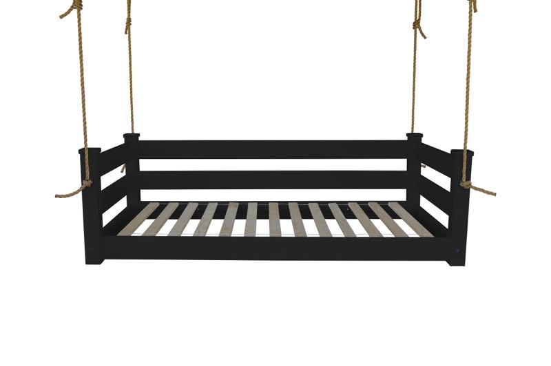 Homestead Hanging Daybed with Rope or Chain - Twin or Full Beds Twin / Black Paint / Rope