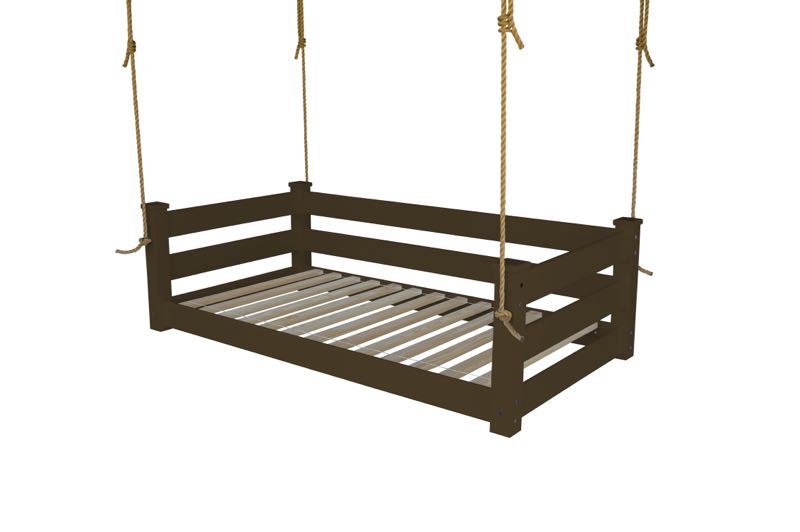 Homestead Hanging Daybed with Rope or Chain - Twin or Full Beds Twin / Coffee Paint / Rope