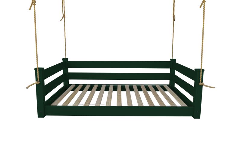 Homestead Hanging Daybed with Rope or Chain - Twin or Full Beds Twin / Dark Green Paint / Chain