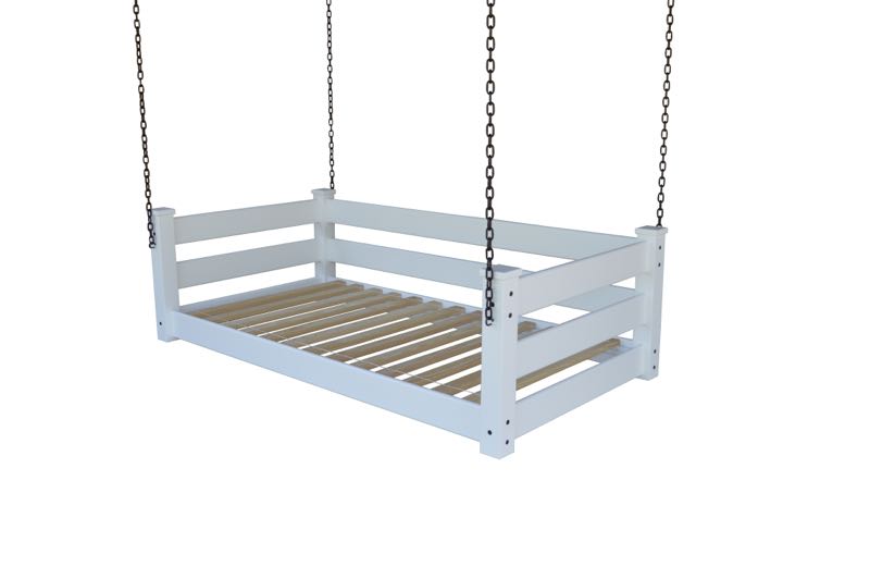 Homestead Hanging Daybed with Rope or Chain - Twin or Full Beds Twin / White Paint / Chain