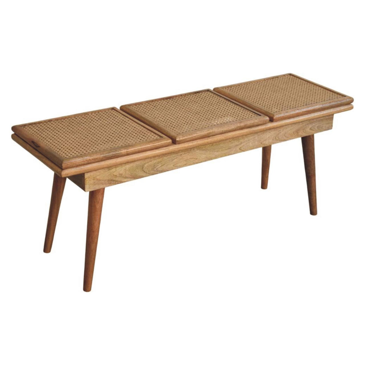 Larissa Triple Accent Hardwood Cane Bench Bench