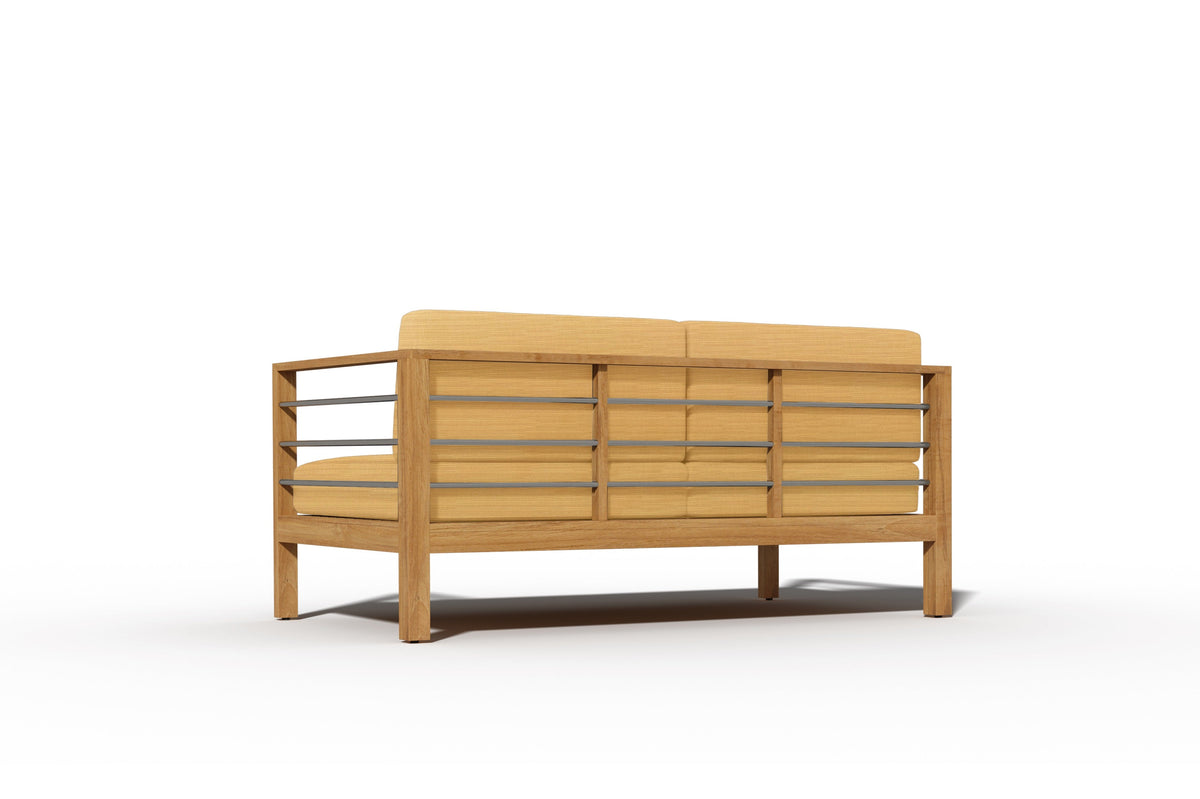 Leon 3-Person Teak Outdoor Sofa with Sunbrella Dupione Cornsilk Cushion Outdoor Chair