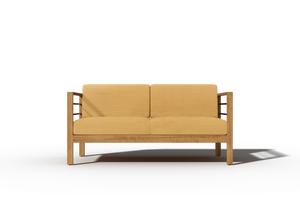 Leon 3-Person Teak Outdoor Sofa with Sunbrella Dupione Cornsilk Cushion Outdoor Chair