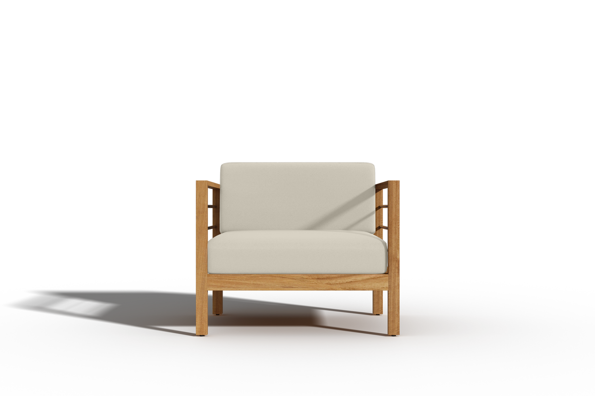 Leon 4-Piece Teak Outdoor Patio Deep Seating Set with Sunbrella Canvas Cushions Outdoor deep seating