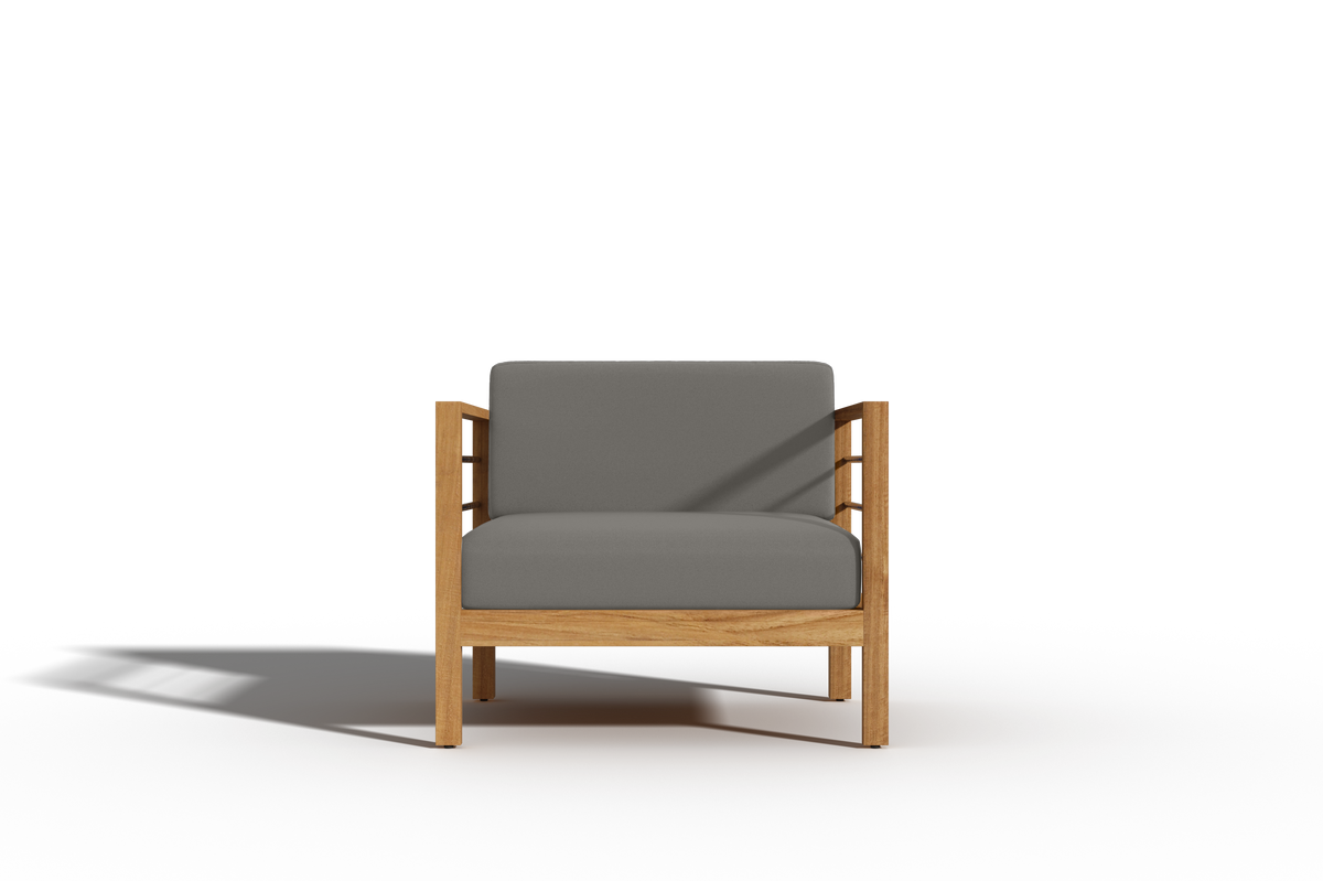 Leon 4-Piece Teak Outdoor Patio Deep Seating Set with Sunbrella Charcoal Cushions Outdoor deep seating