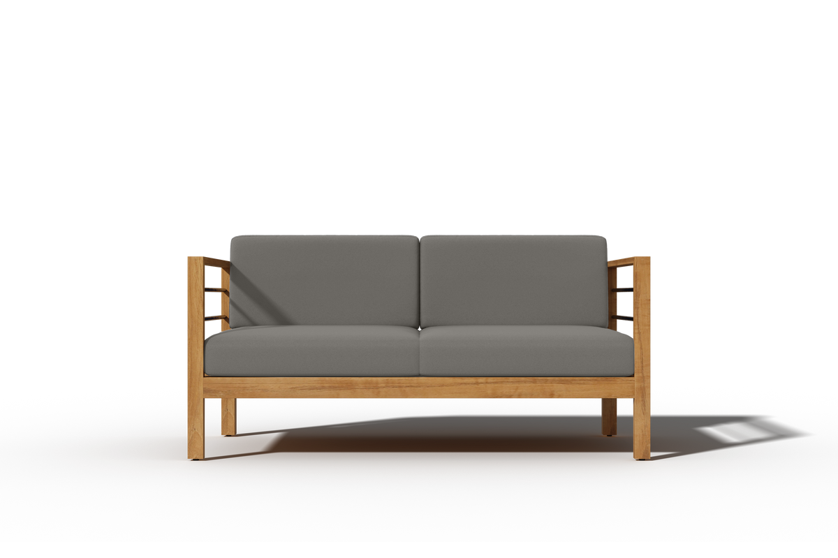 Leon 4-Piece Teak Outdoor Patio Deep Seating Set with Sunbrella Charcoal Cushions Outdoor deep seating