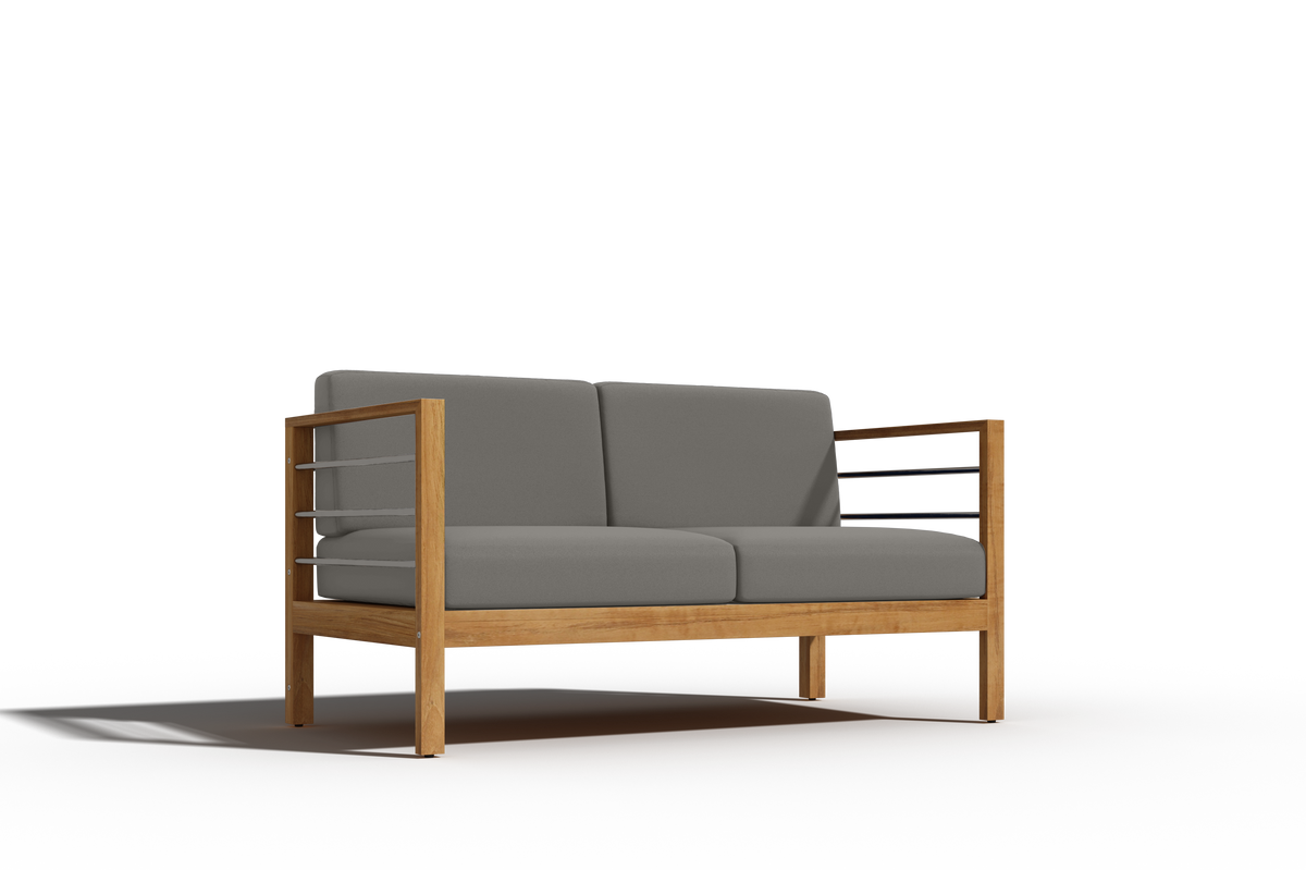Leon 4-Piece Teak Outdoor Patio Deep Seating Set with Sunbrella Charcoal Cushions Outdoor deep seating