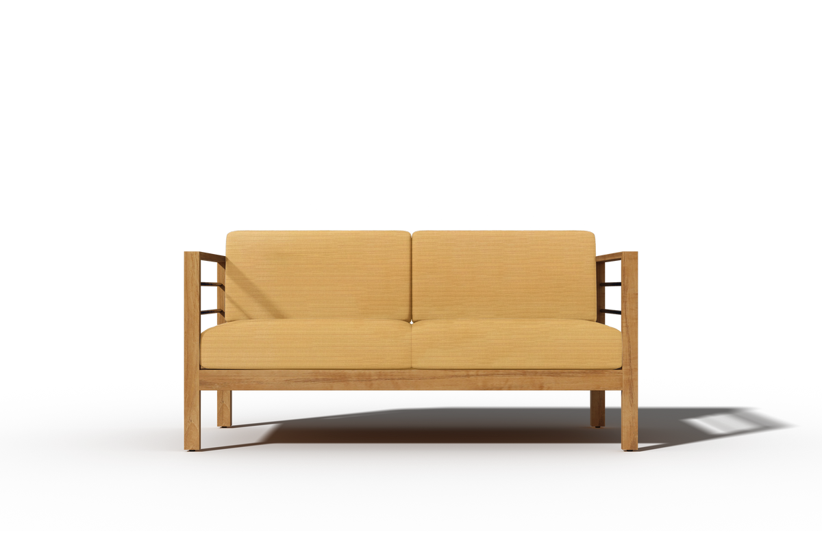 Leon 4-Piece Teak Outdoor Patio Deep Seating Set with Sunbrella Dupione Cornsilk Cushions Outdoor deep seating