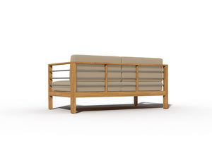 Leon 4-Piece Teak Outdoor Patio Deep Seating Set with Sunbrella Fawn Cushions Outdoor deep seating