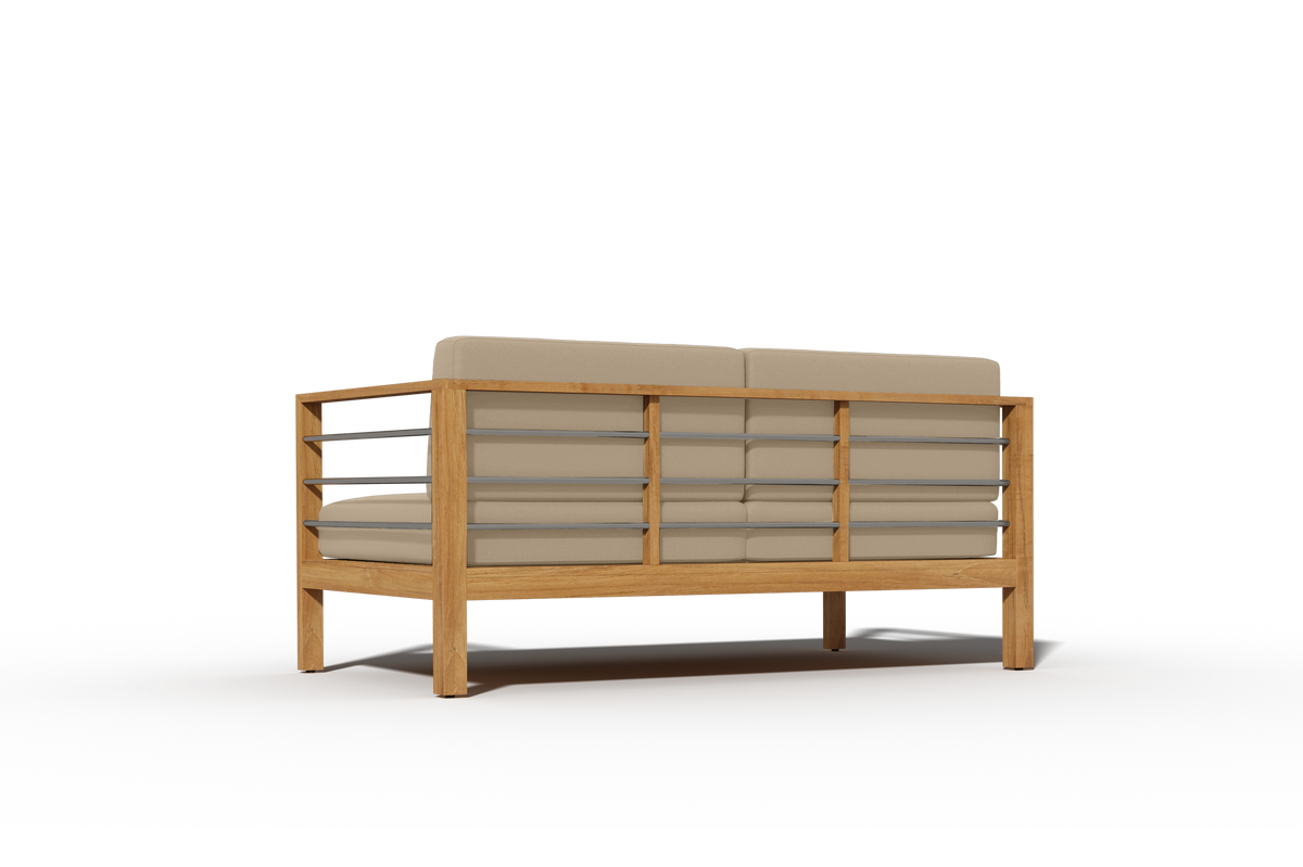 Leon 4-Piece Teak Outdoor Patio Deep Seating Set with Sunbrella Fawn Cushions Outdoor deep seating