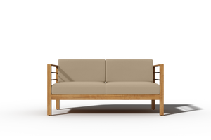 Leon 4-Piece Teak Outdoor Patio Deep Seating Set with Sunbrella Fawn Cushions Outdoor deep seating