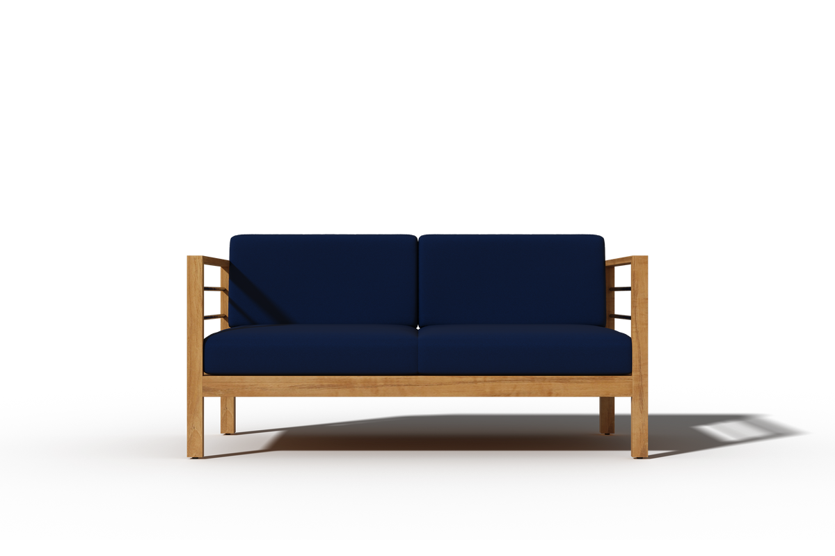 Leon 4-Piece Teak Outdoor Patio Deep Seating Set with Sunbrella Navy Cushions Outdoor deep seating