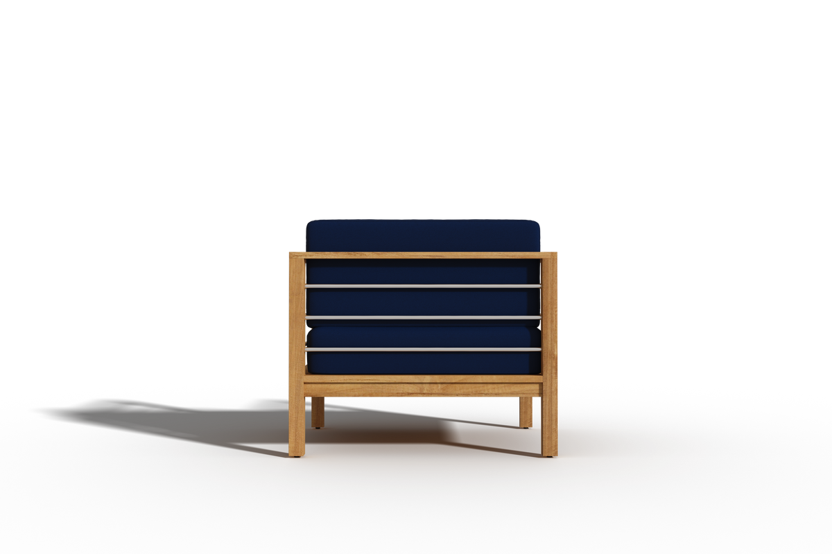 Leon 4-Piece Teak Outdoor Patio Deep Seating Set with Sunbrella Navy Cushions Outdoor deep seating
