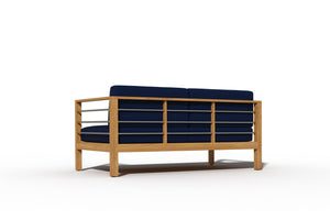 Leon 4-Piece Teak Outdoor Patio Deep Seating Set with Sunbrella Navy Cushions Outdoor deep seating