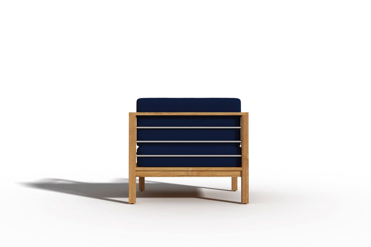 Leon 4-Piece Teak Outdoor Patio Deep Seating Set with Sunbrella Navy Cushions Outdoor deep seating