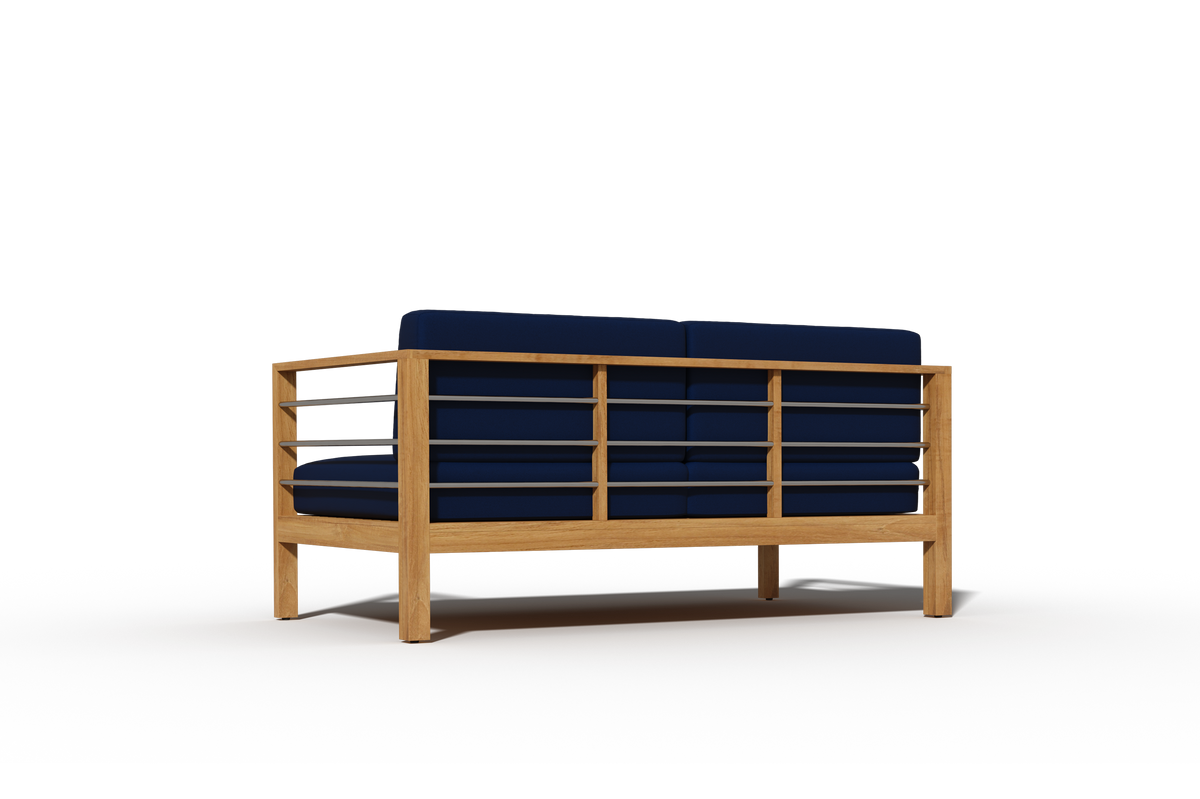 Leon 4-Piece Teak Outdoor Patio Deep Seating Set with Sunbrella Navy Cushions Outdoor deep seating