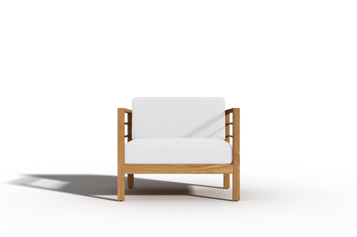 Leon 4-Piece Teak Outdoor Patio Deep Seating Set with Sunbrella White Cushions Outdoor deep seating