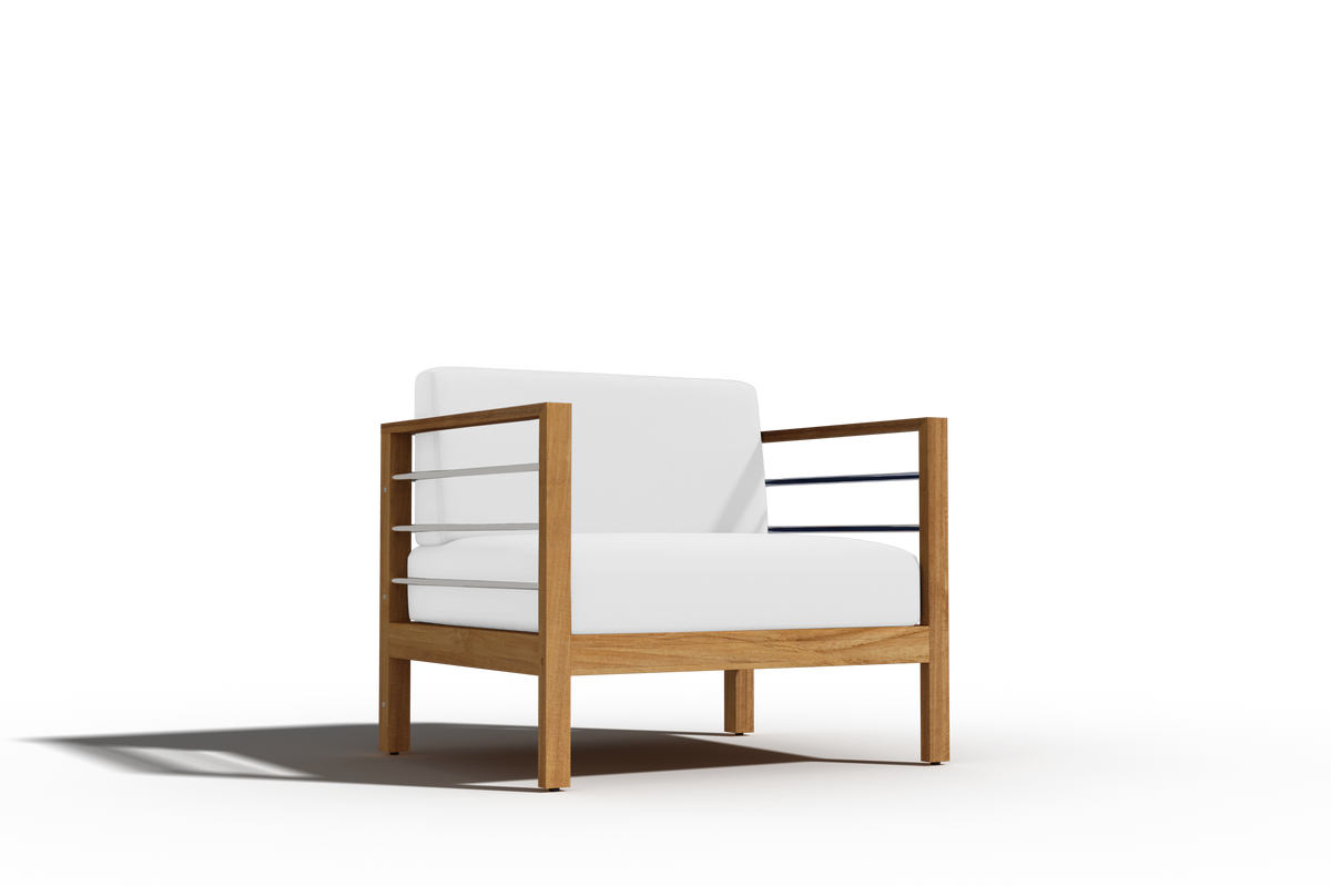 Leon 4-Piece Teak Outdoor Patio Deep Seating Set with Sunbrella White Cushions Outdoor deep seating