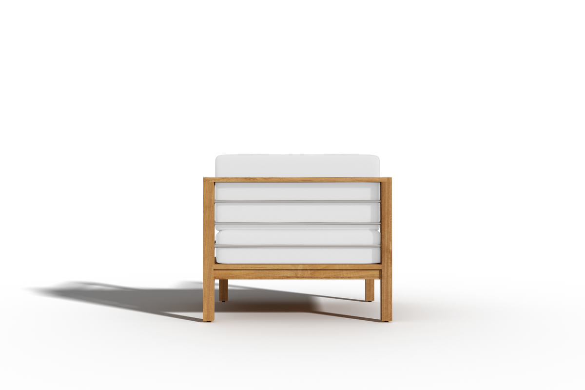 Leon 4-Piece Teak Outdoor Patio Deep Seating Set with Sunbrella White Cushions Outdoor deep seating