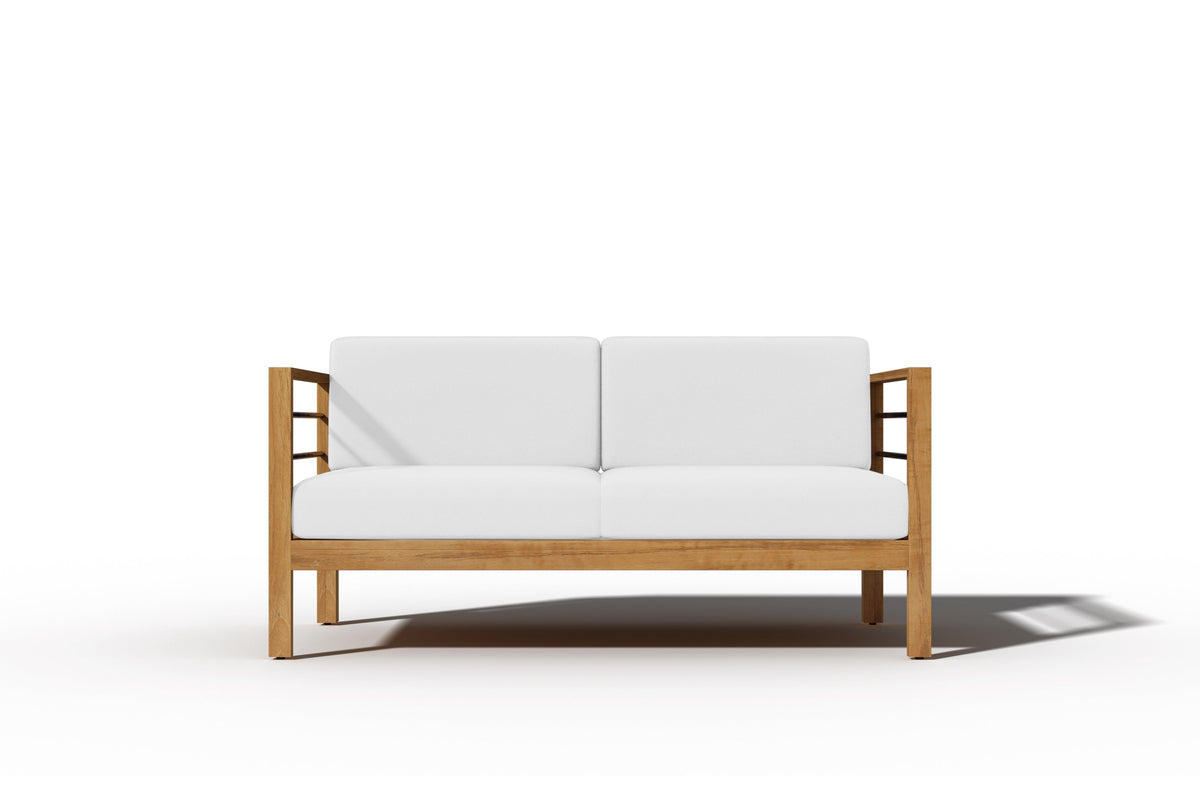 Leon 4-Piece Teak Outdoor Patio Deep Seating Set with Sunbrella White Cushions Outdoor deep seating