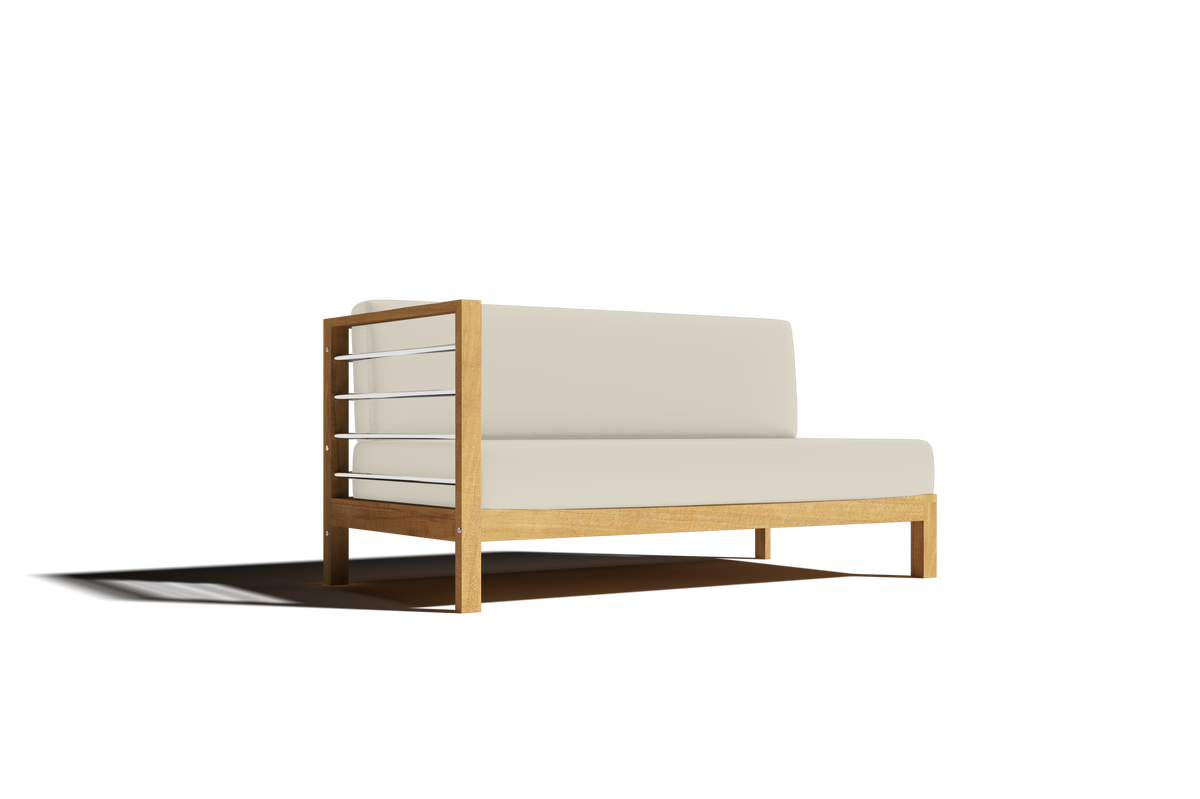 Leon 7-piece Teak Outdoor Sectional Deep Seating Set with Sunbrella Canvas Cushions Outdoor deep seating