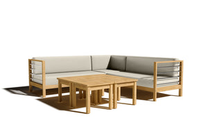 Leon 7-piece Teak Outdoor Sectional Deep Seating Set with Sunbrella Canvas Cushions Outdoor deep seating