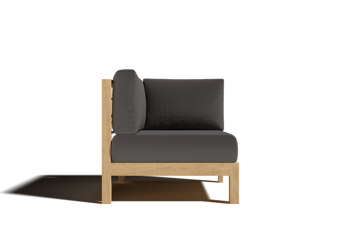 Leon 7-piece Teak Outdoor Sectional Deep Seating Set with Sunbrella Charcoal Cushions Outdoor deep seating