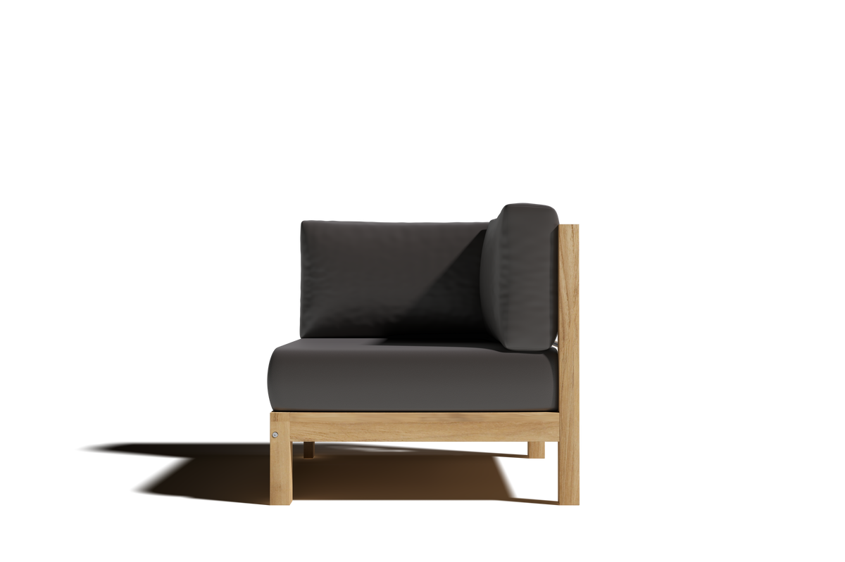Leon 7-piece Teak Outdoor Sectional Deep Seating Set with Sunbrella Charcoal Cushions Outdoor deep seating