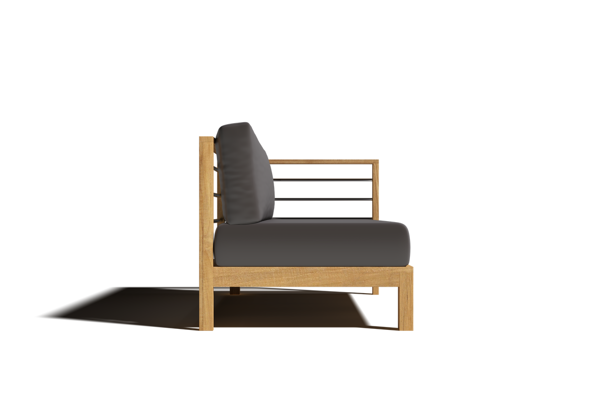 Leon 7-piece Teak Outdoor Sectional Deep Seating Set with Sunbrella Charcoal Cushions Outdoor deep seating