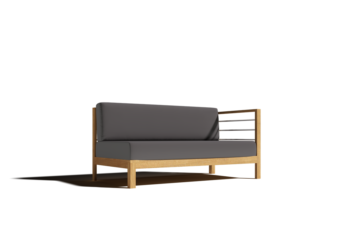 Leon 7-piece Teak Outdoor Sectional Deep Seating Set with Sunbrella Charcoal Cushions Outdoor deep seating
