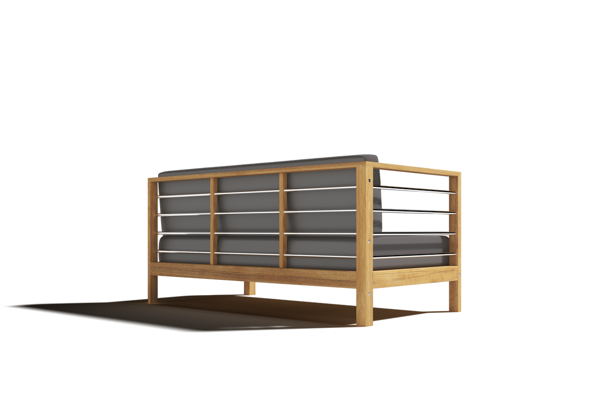 Leon 7-piece Teak Outdoor Sectional Deep Seating Set with Sunbrella Charcoal Cushions Outdoor deep seating