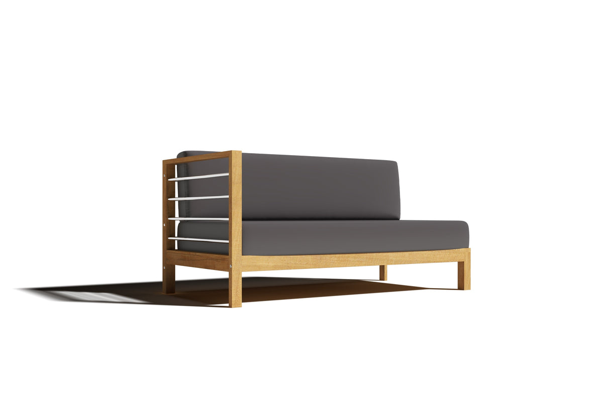 Leon 7-piece Teak Outdoor Sectional Deep Seating Set with Sunbrella Charcoal Cushions Outdoor deep seating