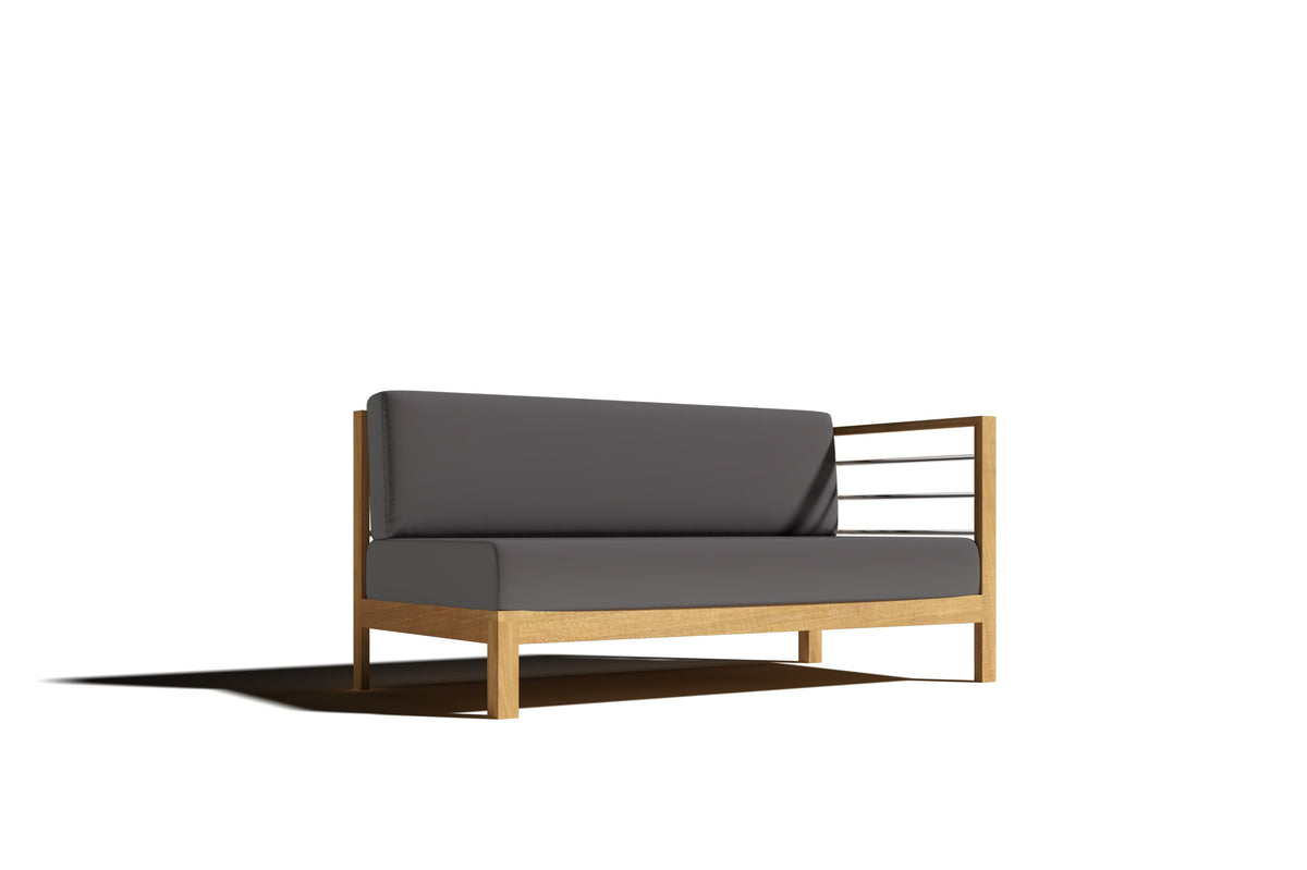 Leon 7-piece Teak Outdoor Sectional Deep Seating Set with Sunbrella Charcoal Cushions Outdoor deep seating