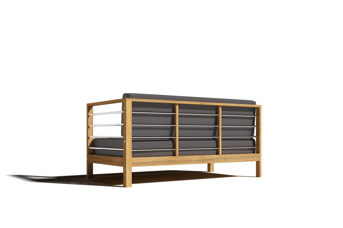 Leon 7-piece Teak Outdoor Sectional Deep Seating Set with Sunbrella Charcoal Cushions Outdoor deep seating