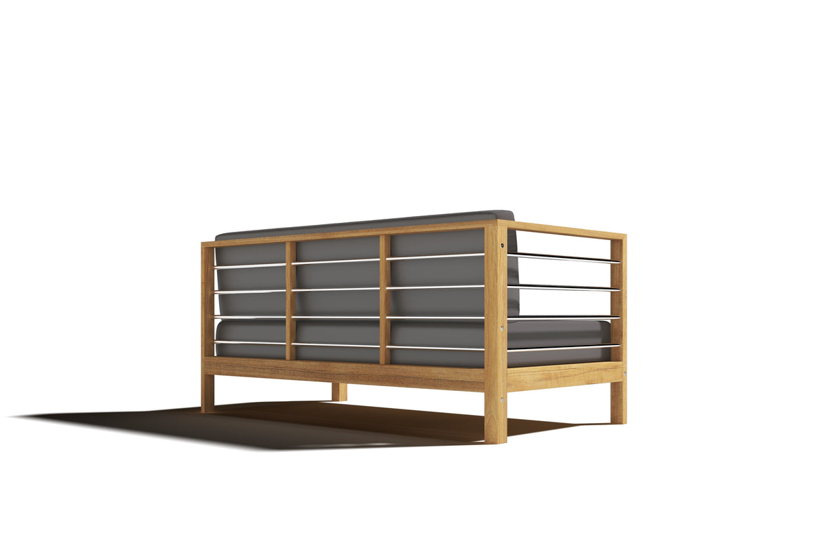 Leon 7-piece Teak Outdoor Sectional Deep Seating Set with Sunbrella Charcoal Cushions Outdoor deep seating