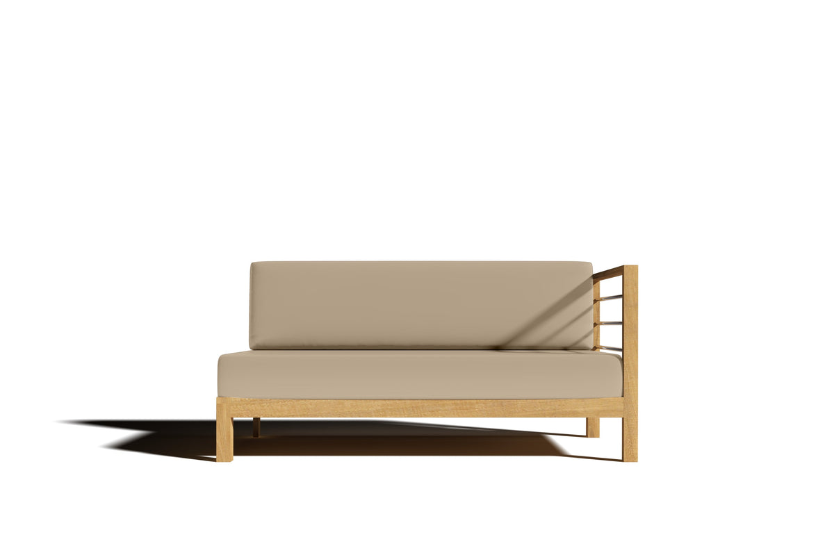Leon 7-piece Teak Outdoor Sectional Deep Seating Set with Sunbrella Fawn Cushions Outdoor deep seating