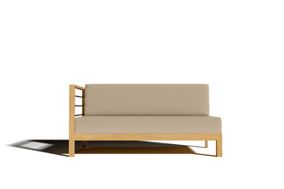 Leon 7-piece Teak Outdoor Sectional Deep Seating Set with Sunbrella Fawn Cushions Outdoor deep seating