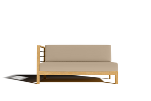 Leon 7-piece Teak Outdoor Sectional Deep Seating Set with Sunbrella Fawn Cushions Outdoor deep seating