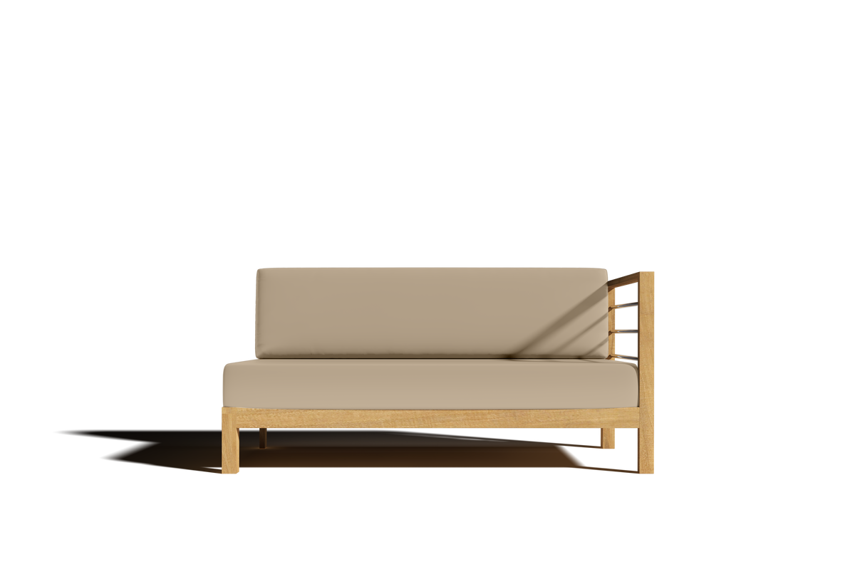 Leon 7-piece Teak Outdoor Sectional Deep Seating Set with Sunbrella Fawn Cushions Outdoor deep seating