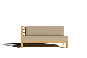 Leon 7-piece Teak Outdoor Sectional Deep Seating Set with Sunbrella Fawn Cushions Outdoor deep seating