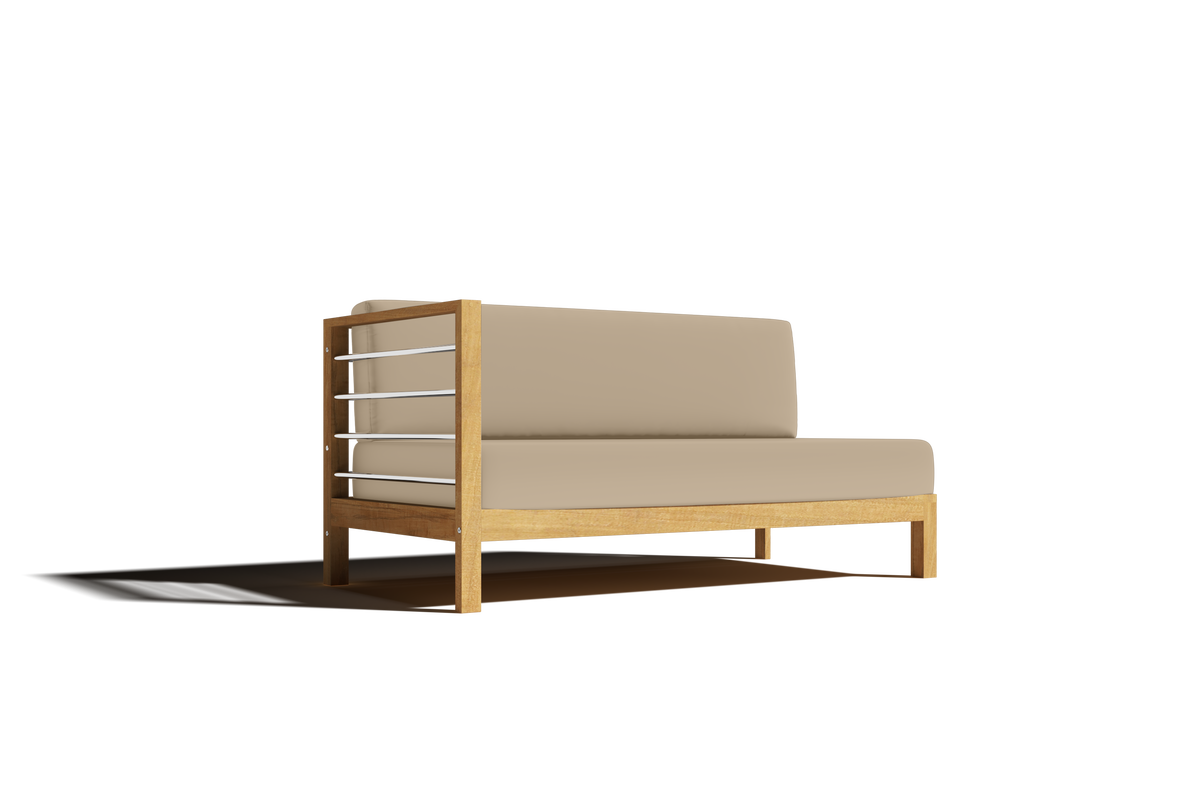 Leon 7-piece Teak Outdoor Sectional Deep Seating Set with Sunbrella Fawn Cushions Outdoor deep seating