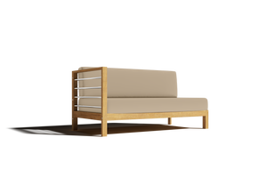 Leon 7-piece Teak Outdoor Sectional Deep Seating Set with Sunbrella Fawn Cushions Outdoor deep seating