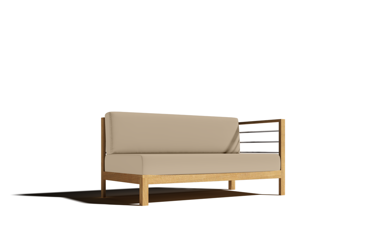 Leon 7-piece Teak Outdoor Sectional Deep Seating Set with Sunbrella Fawn Cushions Outdoor deep seating