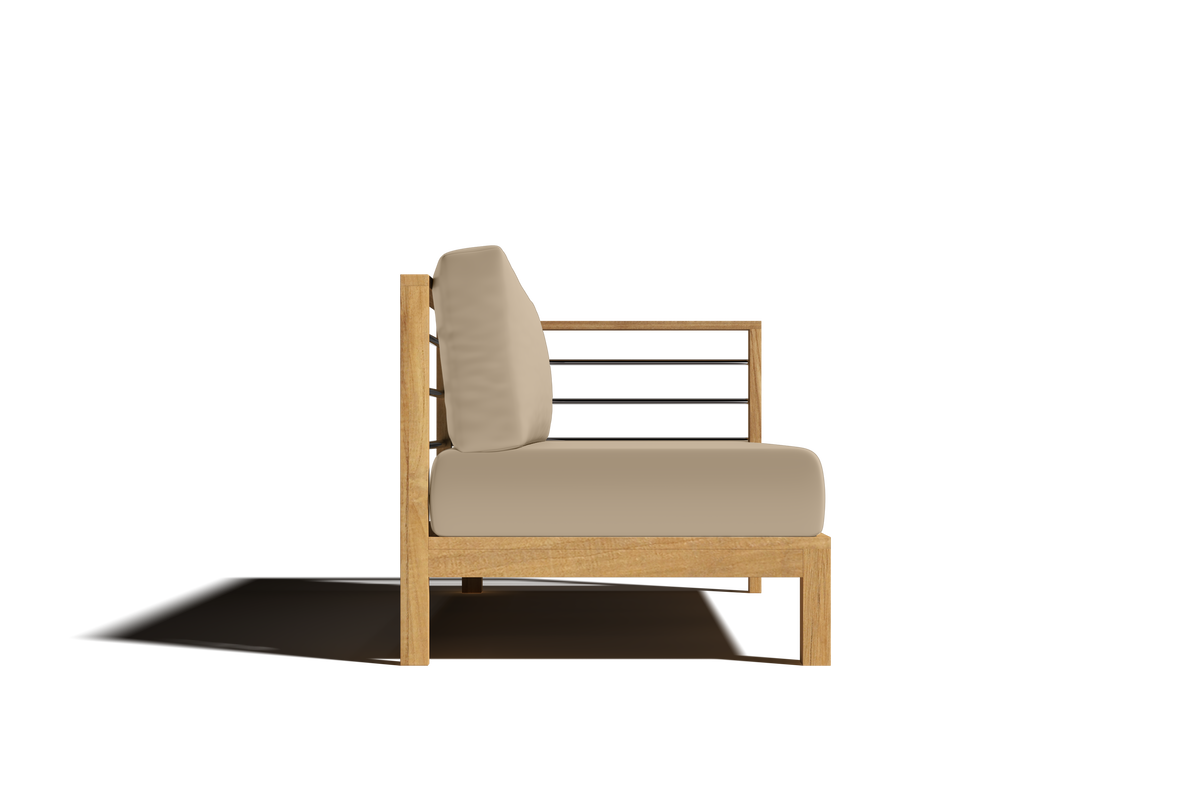 Leon 7-piece Teak Outdoor Sectional Deep Seating Set with Sunbrella Fawn Cushions Outdoor deep seating