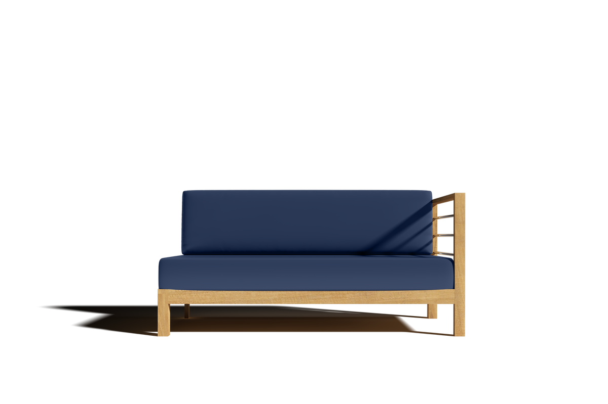 Leon 7-piece Teak Outdoor Sectional Deep Seating Set with Sunbrella Navy Cushions Outdoor deep seating