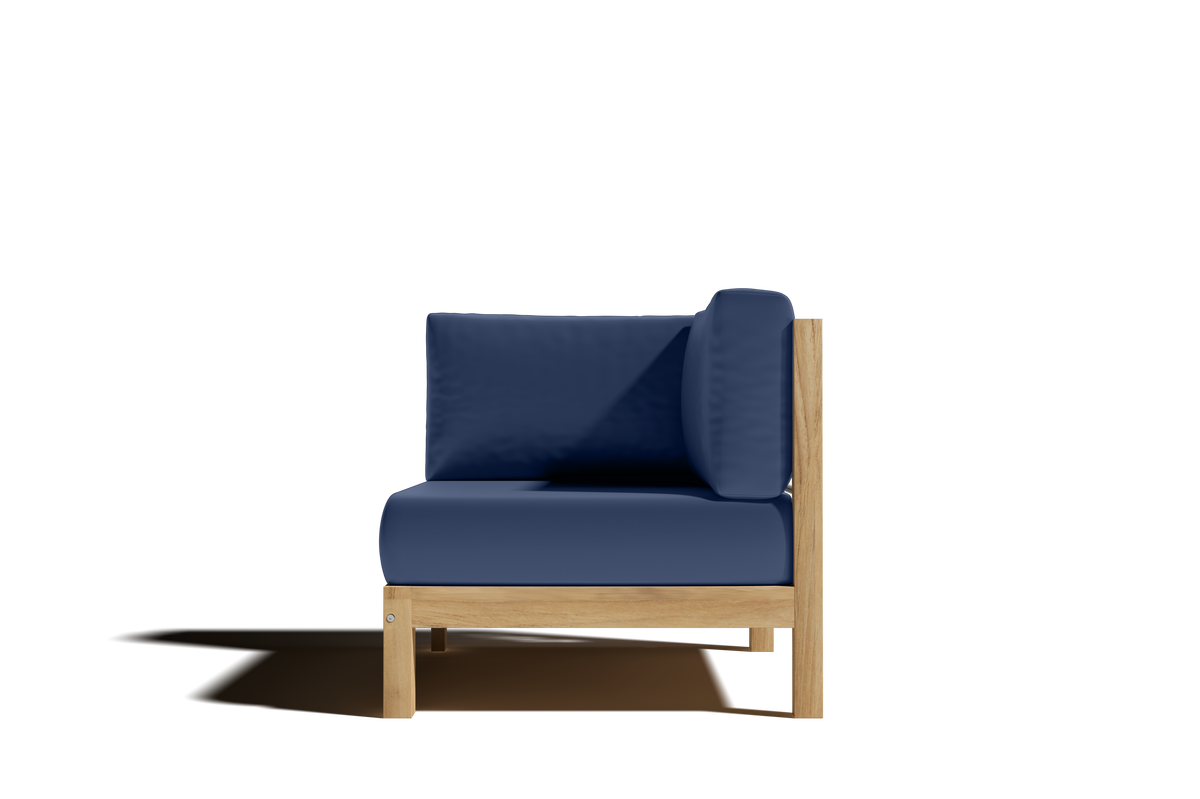 Leon 7-piece Teak Outdoor Sectional Deep Seating Set with Sunbrella Navy Cushions Outdoor deep seating