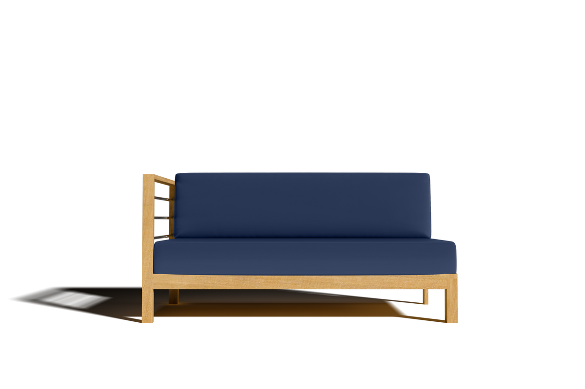 Leon 7-piece Teak Outdoor Sectional Deep Seating Set with Sunbrella Navy Cushions Outdoor deep seating